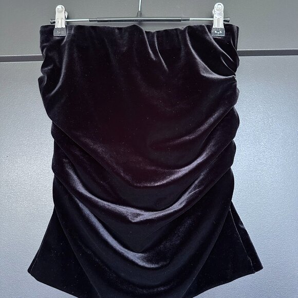 NWT | The Kooples | Black Velvet | Ruched Mini Skirt - Picture 5 of 10